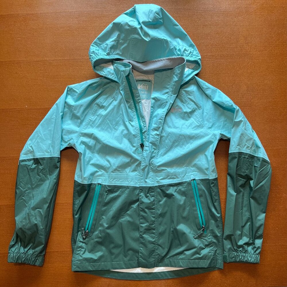 REI Girls Teal Rain Shell